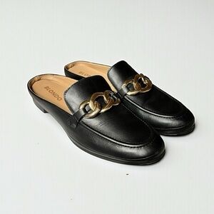 🌻Blondo Bryce Black Waterproof Leather Gold Chain Slip On  Loafers Size 9.5